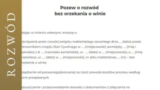 Pozew o rozwód bez orzekania o winie. Dokument zawiera dane dotyczące zawarcia związku małżeńskiego i wniosku o rozwiązanie go.
