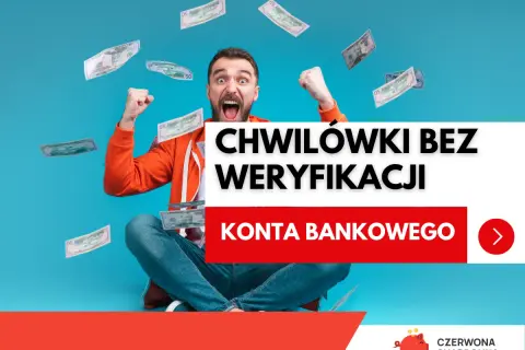 Radosny mężczyzna z uniesionymi rękami, wokół niego lecą banknoty. Szybka pożyczka bez sprawdzania zdolności kredytowej.