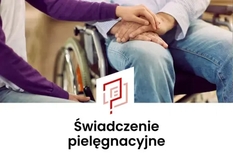 Dłonie młodej osoby obejmują dłonie starszego mężczyzny na wózku. Zastanawiam się, czy zabrano mi świadczenie pielęgnacyjne.
