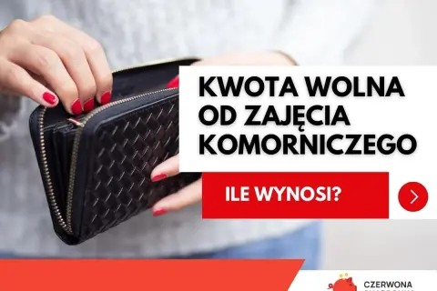 Dłonie z czerwonym lakierem otwierają czarny portfel.