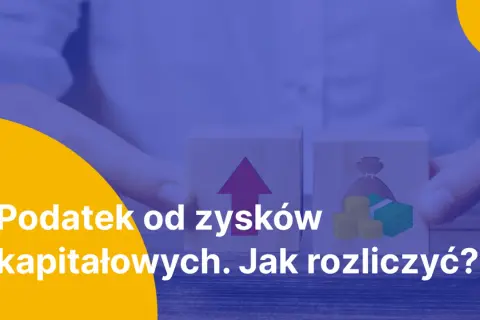 Dwa klocki symbolizują podatek od zysków kapitałowych. Jeden z nich ma strzałkę w górę, drugi worek z pieniędzmi. Zmiany w podatku belki?