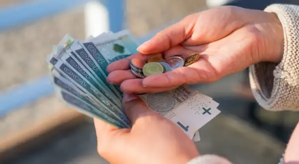 Dłonie liczą banknoty i monety. Zastanawiasz się, ile to netto z 3/4 etatu?