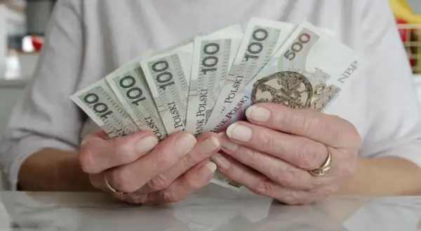 Dłonie trzymają polskie banknoty. Czy mam 60 lat i 10 lat pracy, czy dostanę emeryturę?