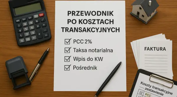 Przewodnik po kosztach transakcyjnych, w tym umowa deweloperska, PCC, taksa notarialna i wpis do KW.