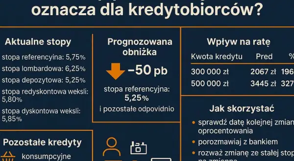 Aktualna stopa lombardowa to 6,25%. Obniżka stóp procentowych oznacza niższe raty kredytów.