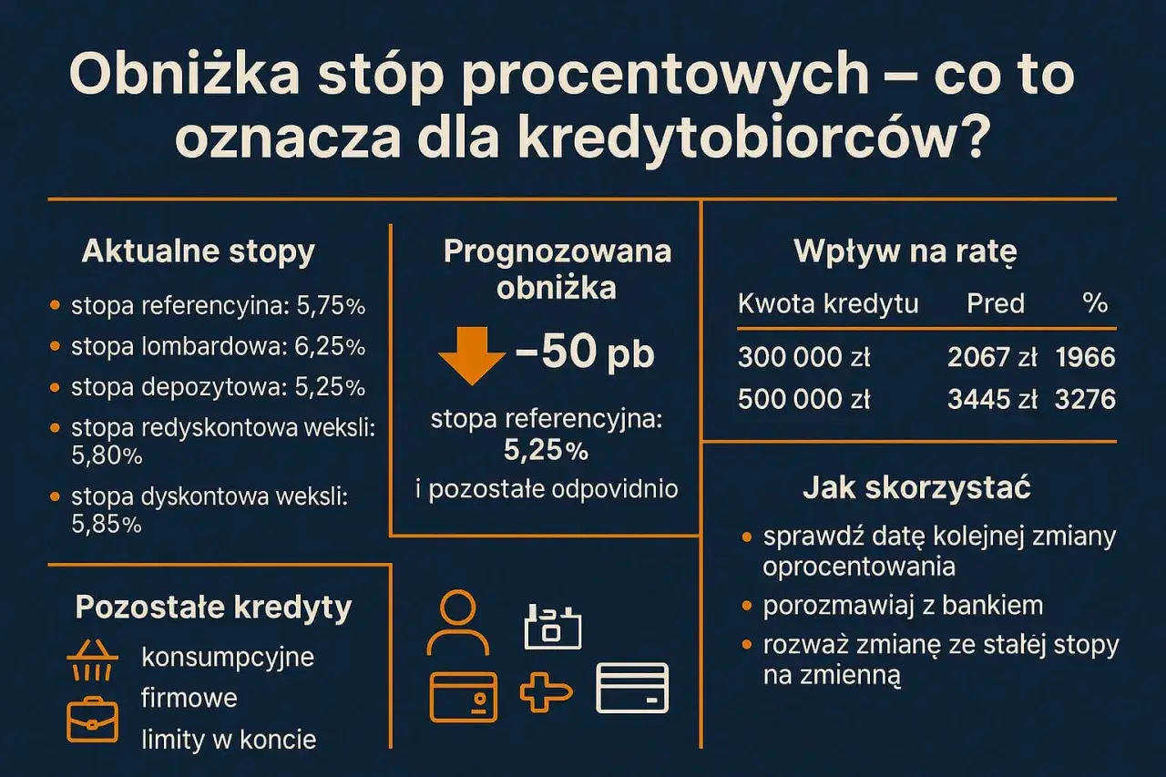 RPP posiedzenie: obniżka stóp procentowych o 50 pb. Sprawdź, jak wpłynie to na ratę Twojego kredytu i jak skorzystać z niższych stóp.