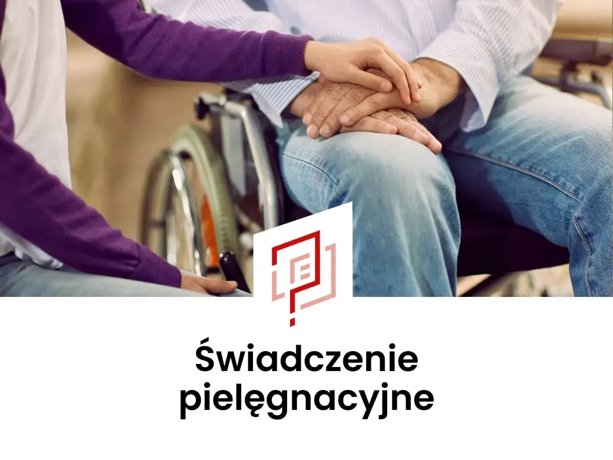 Dłonie młodej osoby obejmują dłonie starszego mężczyzny na wózku. Zastanawiam się, czy zabrano mi świadczenie pielęgnacyjne.