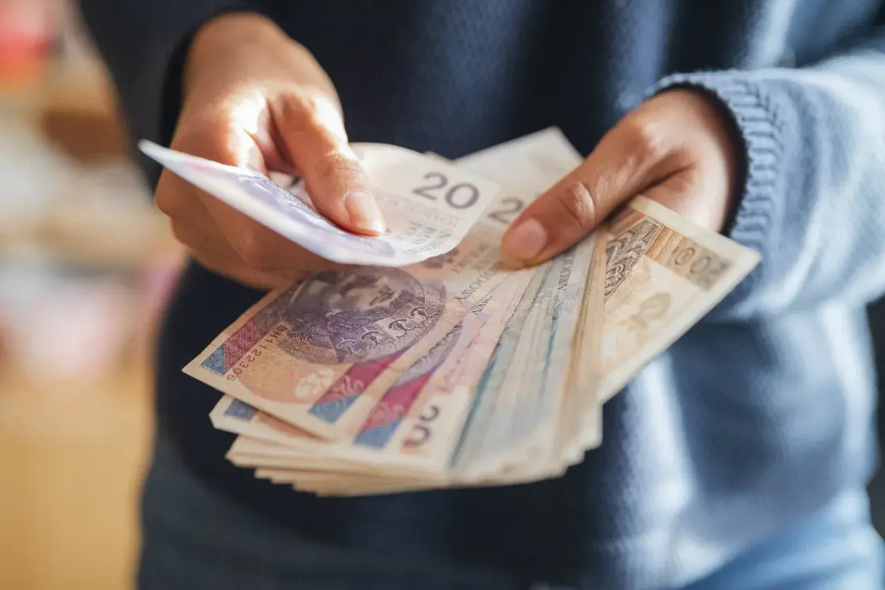 Ręce liczą polskie banknoty. Dyskusja na forum: emerytura z OFE po 65 roku życia.