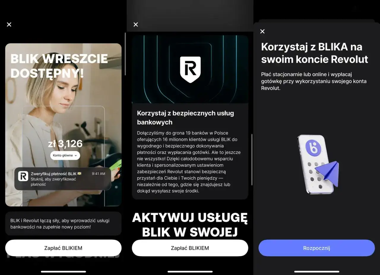 Jak założyć konto Revolut i aktywować BLIK. Aplikacja pokazuje, jak płacić i wypłacać gotówkę.