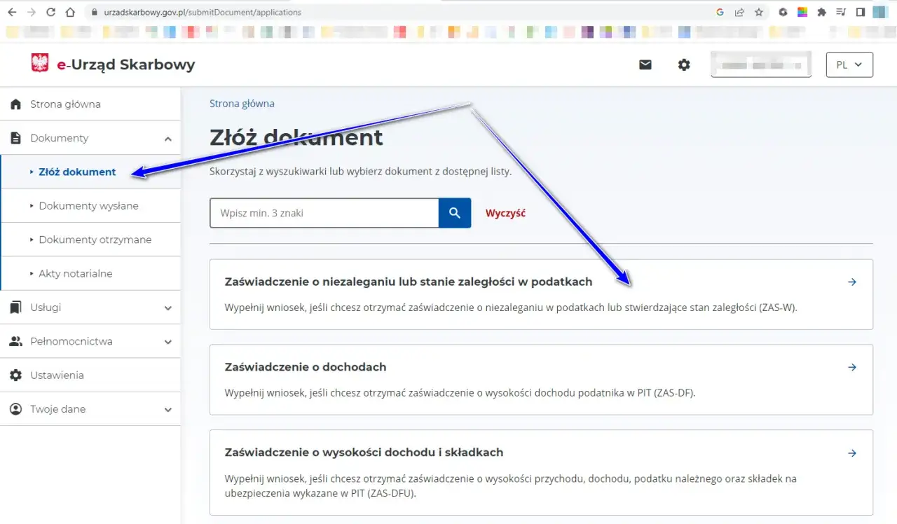 Wybierz opcję 