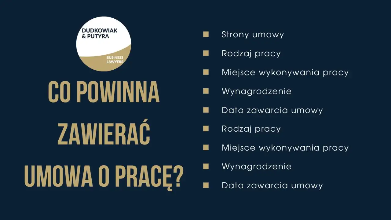 Co powinna zawierać umowa o pracę? Kluczowe elementy, by chronić prawa pracownika: strony, rodzaj i miejsce pracy, wynagrodzenie, datę zawarcia.