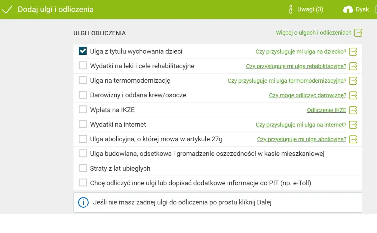 Zaznaczona ulga z tytułu wychowania dzieci. Sprawdź, czy przysługuje Ci zwrot podatku na dziecko i inne odliczenia.