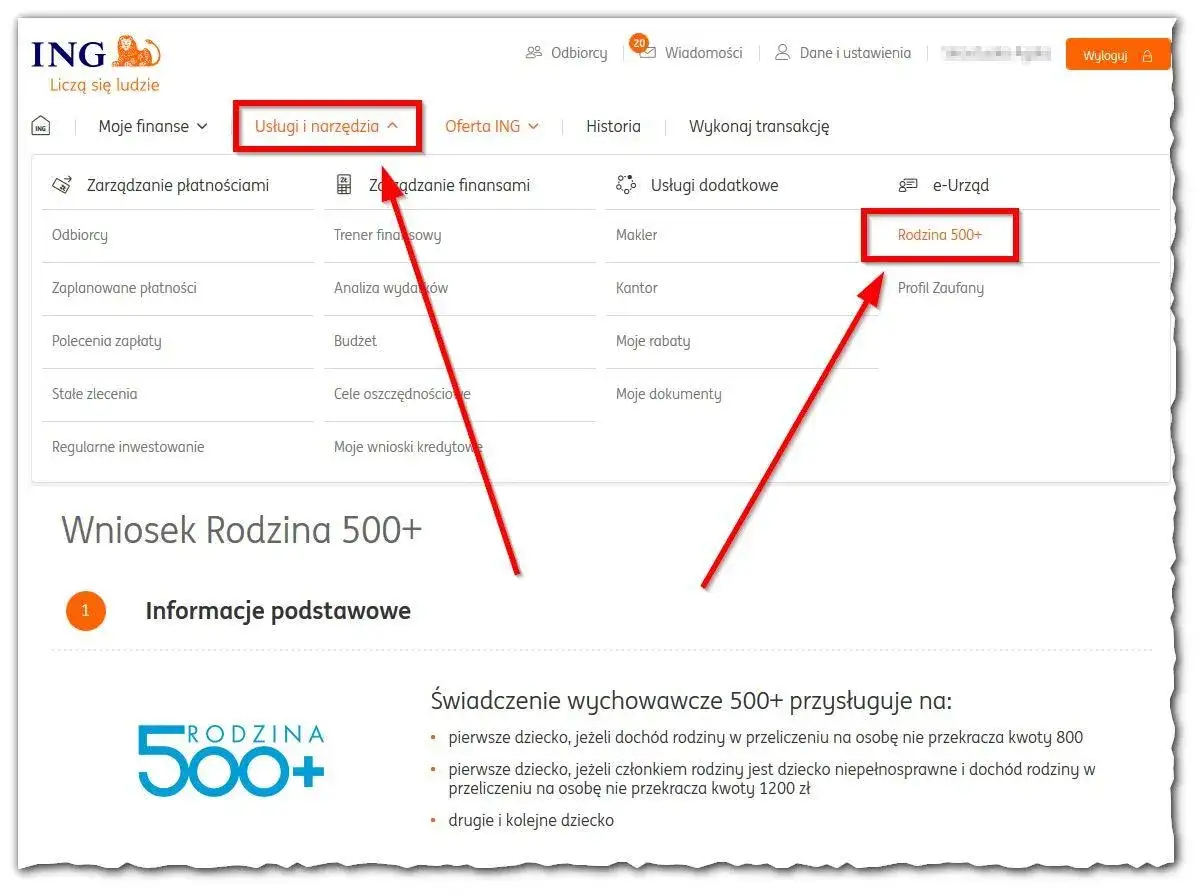 wniosek 800 plus online na telefonie