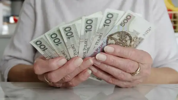 Dłonie trzymają polskie banknoty. Czy mam 60 lat i 10 lat pracy, czy dostanę emeryturę?