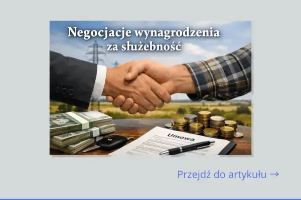 Uścisk dłoni symbolizuje negocjacje wynagrodzenia za służebność. Na stole stosy pieniędzy, monety, kluczyki do auta i umowa.