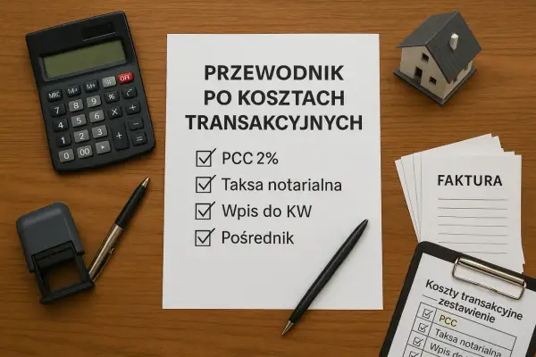 Przewodnik po kosztach transakcyjnych, w tym umowa deweloperska, PCC, taksa notarialna i wpis do KW.
